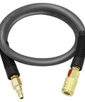 Beefy Hybrid Air Hose 3/8-Inch By 100-Feet 300 PSI Heavy Duty Built Tough Lightweight with quick coupler fittings, gray