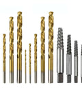 Get This Awesome 15 Piece Bolt Extractor Kit To Fix Broken Screws And Bolts Fast, Featuring Left Hand Drill Bits With Five Sizes Plus Backup Bits For Any Tough Job. 15-piece HSS extractor drill bits in gold and black
