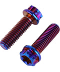 Beefy Titanium Flange Head Bolts Set M6x20mm T30 Torx Burnt Blue Finish Pack Of 4, Grade 5 6AL4V Titanium Alloy Screws