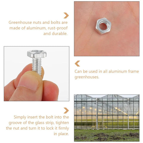 Aluminum Greenhouse Bolts And Nuts Kit 100 Sets Rust Proof Garden Hardware For Greenhouse Construction And Maintenance Multipurpose Screws And Fasteners For Aluminum Frame Greenhouses