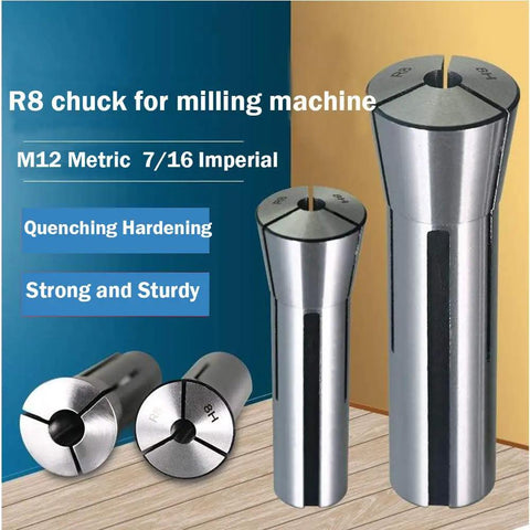 Heavy Duty R8 Precision Spring Collet For Mill Machine And Lathe Chuck With 1/8 Inch Clamp Range 7/16 20UNF Taper Thread 65Mn Hardened Alloy Steel No Flex Rock Solid Workbench Ready Tooling For Dead Center Accuracy