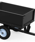 Beefy Heavy Duty Steel Dump Cart For ATVs And Tractors With Fold Down Side Panels 500 Lb Capacity Utility Trailer, black