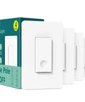 4 Pack Smart Light Switch 2.4GHz WiFi Single Pole Neutral Wire Required Works With Alexa Google Home SmartThings Remote Control FCC Listed