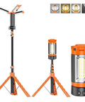 Rugged 12000mAh Camping Light With Stand Crazy Bright 10000 Lumen Dimmable Cordless Work Light With Three LED Heads Magnetic Emergency Flashlight And 79 Inch Detachable Tripod For Outdoors
