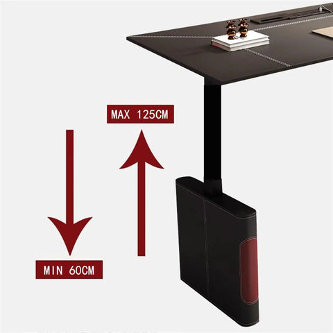 Modern Electric Standing Desk No Sweat One Touch Adjustable Height Workstation showing height adjustment from 60 to 125 cm.