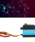 Heavy Duty All Metal Digital Servo Packed With Hella Strong 25kg Torque And Quick 180 Rotation For Water Resistant Rc Crawler Truck Parts And Off Road Mods, featuring aluminum housing.