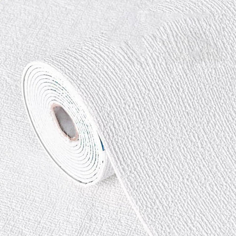 Hassle Free Peel And Stick Self Adhesive Wallpaper Roll Hella Waterproof Moisture Proof Thermal Insulation Wall Sticker Pasteless Contact Paper Super Snazzy Home Decor Big Time Upgrade 50X300Cm Wrap, close-up of white textured roll.
