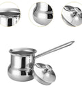 Turkish Coffee Pot Water Kettle With Long Handle For Easy Pouring And No Spill Comfortable Grip Stainless Steel Melting Pot Butter Warmer 720Ml