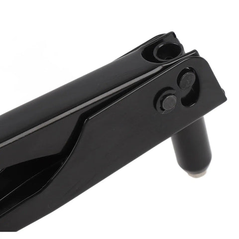 Close-up view of Heavy Duty Rivet Tool Kit with 120 Rivets for Metal and Plastic high strength pop riveter set, black handle.