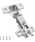 Two Pack Full Overlay Cabinet Hinges Frameless Self Closing Silent Soft Close Bracket with included screws for easy installation.