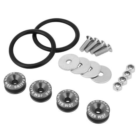 Rivet Style Bumper Fastener Kit Set of 4, Anodized Aluminum Quick Release Hardware for Front and Rear Bumpers, Gun Metal Finish