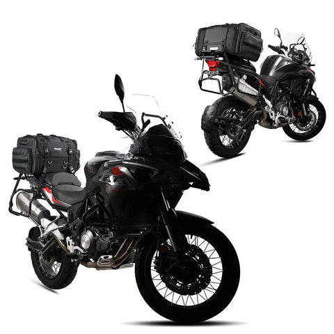 Expandable Motorcycle Tail Bag 60L Waterproof All Weather Travel Luggage For Trunk Rack With Sissy Bar Straps Rain Cover And Large Capacity