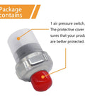Air Pressure Switch 120-150 PSI 1 Quarter NPT DC 12V-24V with protective cover, shown from a close-up angle, ideal for pneumatic projects
