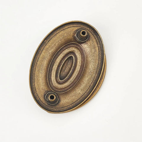 Antique bronze oval retro brass drop swing furniture drawer pull with screws, part of a set of Six Pcs for dressers, cabinets, nightstands.