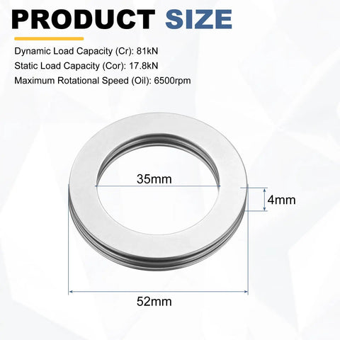 Thrust Needle Bearing Set With Eight Washers 35Mm Inner Dia 52Mm Outer Dia 4Mm Thick Chrome Steel Needle Rollers With Steel Cage