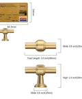 10 Pack Champagne Bronze Cabinet Knobs, 1.46 Inch 37mm Single Hole Rectangle Drawer Pulls For Bathroom Cabinets, Dresser Knobs And Handles, Solid Zinc Alloy, Easy Install, Durable Hardware ZH0069, gold T-bar knob dimension chart