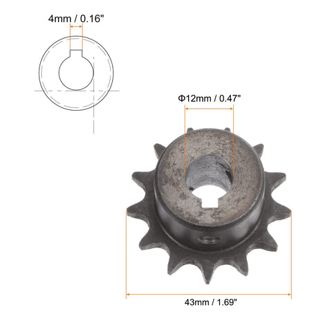 DIN ISO 06B Roller Chain Sprocket Thirteen-Tooth Three Eighth Inch Pitch Bore Twelve Millimeter A3 Carbon Steel High Hardness Motor Drive Gear Heavy Duty