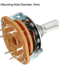 12 Pin 2 Pole 5 Position Band Selector Rotary Switch Single Deck Pack Of 2 For Radio, TV And Industrial Equipment 9mm Thread Silver