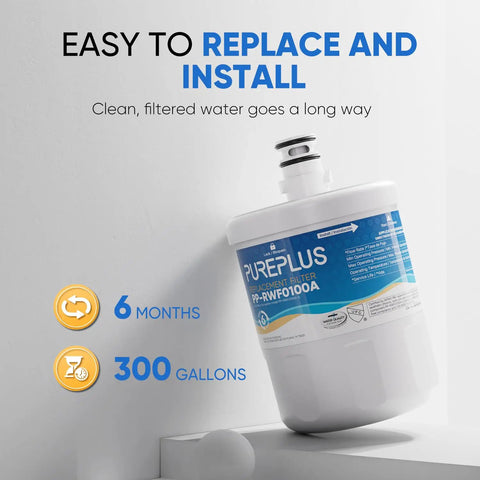 Replacement Refrigerator Water Filter For LG LT500P And Compatible Models, 2 Pack, showing easy installation and 6-month usage