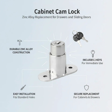 Solid Zinc Alloy Cabinet Cam Lock With Two Keys Replacement For Drawers Sliding Doors And Office Furniture Keeps Your Stuff Safe