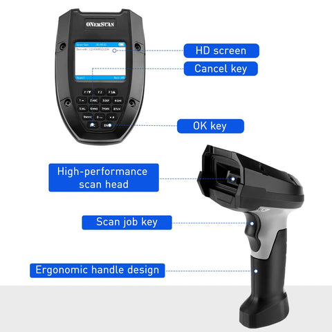 2D And 1D Wireless Barcode Scanner With Smart Charging Stand Portable Inventory Data Terminal with HD screen keypad