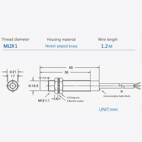 Five Pack LJ12A3-4-Z/AY Inductive Proximity Sensor Switch Must-Have 4mm Detection Range, 3-Wire Brown Blue Black, DC 6-36V, PNP NC Output, Metal Cylinder Shell, Heavy-Duty Plug-and-Play Sensor for Automation and Machinery, M12x1 nickel-plated brass, 1.2m wire