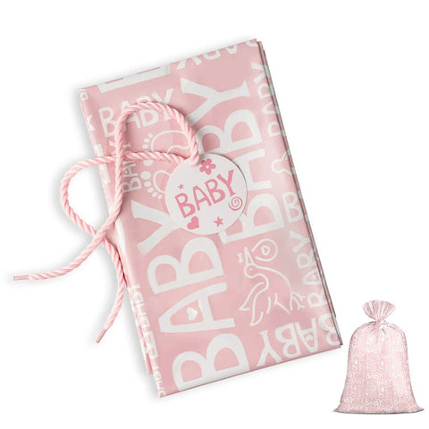 Pink Jumbo Plastic Gift Bag With Baby Girl Design Includes Tag And Tie 56 X 36 Inches Extra Large Perfect For Birthday Parties