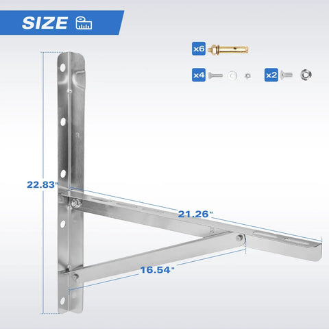 Beefy Stainless Steel Mounting Bracket For 9000 To 36000 BTU Condenser Ductless Mini Split Heat Pump Systems Heavy Duty Support