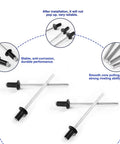 Black Aluminum Blind Rivets Set 100 Pcs One Eighth By One Quarter Inch Grip For Marine Boat Kayak DIY Repairs Durable Fastening Ideal