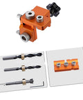 3 In 1 Wood Joinery Drill Jig Set Adjustable Hole Locator Puncher for precise drilling and assembly, featuring metal construction and 3-tool design.