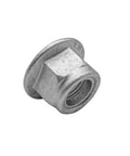 Rock Solid M16x1.5 Rear Wheel Axle Nut Spindle Retainers For 49cc 75cc 110cc 150cc Scooters And Motorcycles GY6 Center Shaft Heavy Duty Carbon Steel two-piece nut viewed from the side