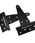 6 Inch T Strap Shed Door Hinges Heavy Duty Black Tee Hinge For Wooden Fences Yard Doors Barn Doors And Gates Rustproof, 2 Pack