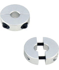Two Piece Clamp On Shaft Collars, Five Sixteenth Inch Bore, One Inch Outer Diameter, Aluminum Alloy, Silver Double Split Design