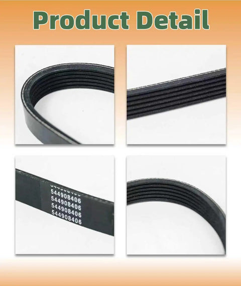 Close-up of Multi Ribbed Drive Belt for K770 Cut Off Saws showing ribbed design and label 544908406, 32 13/16 inch length.