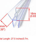 Frameless Shower Door Bottom Seal With Drip Rail For Three Eighths Inch Glass, 27.5 Inch Length, dimensions shown for installation