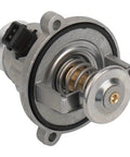 Built Tough Thermostat Housing Direct Swap Compatible With Bmw 550I 650I And X5 Series Engine Cooling Assembly showing internal spring and metal construction.