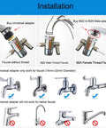 Installation guide showing Heavy Duty Brass Sink Faucet Diverter Valve With Rigged Tough Chrome Handle and various faucet types.