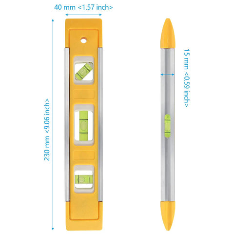Heavy Duty Magnetic Torpedo Level With Bright Yellow Nine Inch Body Featuring Sweet Precision 45 90 180 Degree Bubbles Shock Resistant Plastic Alloy Frame Perfect For No Sweat Diy Layouts And Home Repair Jobs