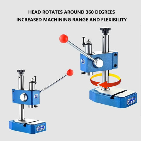 Shop Ready Heavy Duty Arbor Press Built Like A Tank With Ductile Iron Base And High Lift Design For Smooth Manual Punching And Metalwork Tasks with 360-degree rotating head.