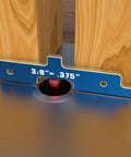 3/8 inch aluminum setup block with laser etched label used on router table, part of Setup Block Height Gauge Set For Router Table And Table Saw Precision.