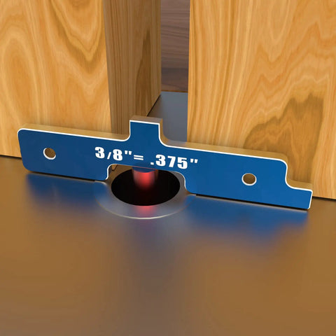 3/8 inch aluminum setup block with laser etched label used on router table, part of Setup Block Height Gauge Set For Router Table And Table Saw Precision.