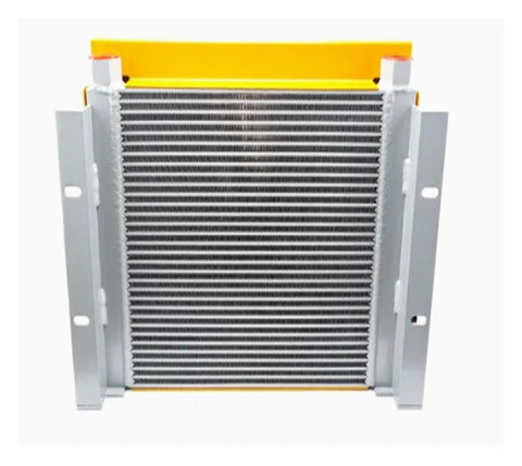 Front view of Hydraulic Air Oil Cooler For Industrial Machinery Delivers One Hundred Fifty Liters Per Minute At One Hundred Thirty Watts Heat Exchanger