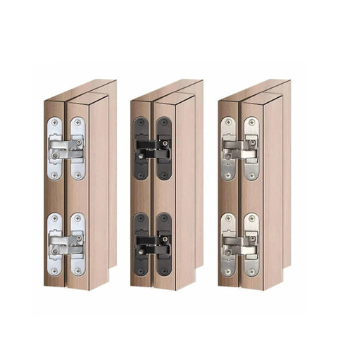 Hidden Cross Hinge For Invisible Wooden Doors, Adjustable 180 Degree Flat Folding Hinge With Concealed Hardware, Left Hand