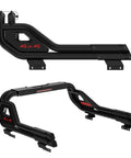 Heavy Duty Universal Truck Bed Roll Bars Adjustable Sport Chase Rack For Midsize Pickup Rigs, black steel construction.