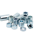 Industrial Steel Spacer Sleeve Bushings Kit, 13 Piece Set, Fits 12 Millimeter Classic Axle, One Half Inch Inner Diameter by Three Quarter Inch Outer Diameter, Silver Finish, Built Tough for Long Lasting Performance. Steel spacer sleeves and M12 nut