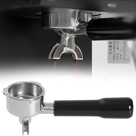 Stainless Steel Espresso Portafilter Handle Replacement For Home Coffee Machines Double Spout Bottomless Design on machine