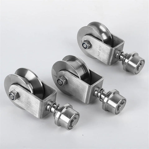 Three Beefy Heavy Duty Track Wheel Caster For Sliding Gates, 304 Stainless Steel, U Type, 2In 2.5In 3In sizes, rust resistant