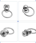 Rock Solid 60 Pack 8mm Screwback Round Head Rivets With Compact Install Screwdriver Tough As Nails Zinc Alloy Silver Fasteners That Lock Down Tight For Garage Grind And Craft Jobs Bang For Your Buck, showing multiple angles of round head rivets.