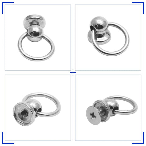 Rock Solid 60 Pack 8mm Screwback Round Head Rivets With Compact Install Screwdriver Tough As Nails Zinc Alloy Silver Fasteners That Lock Down Tight For Garage Grind And Craft Jobs Bang For Your Buck, showing multiple angles of round head rivets.