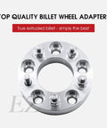 Close-up of 5x135 to 5x4.75 wheel adapter 1.5 inch thick forged 6061 T6 billet for Lincoln Navigator and Caprice wheels conversion kit.